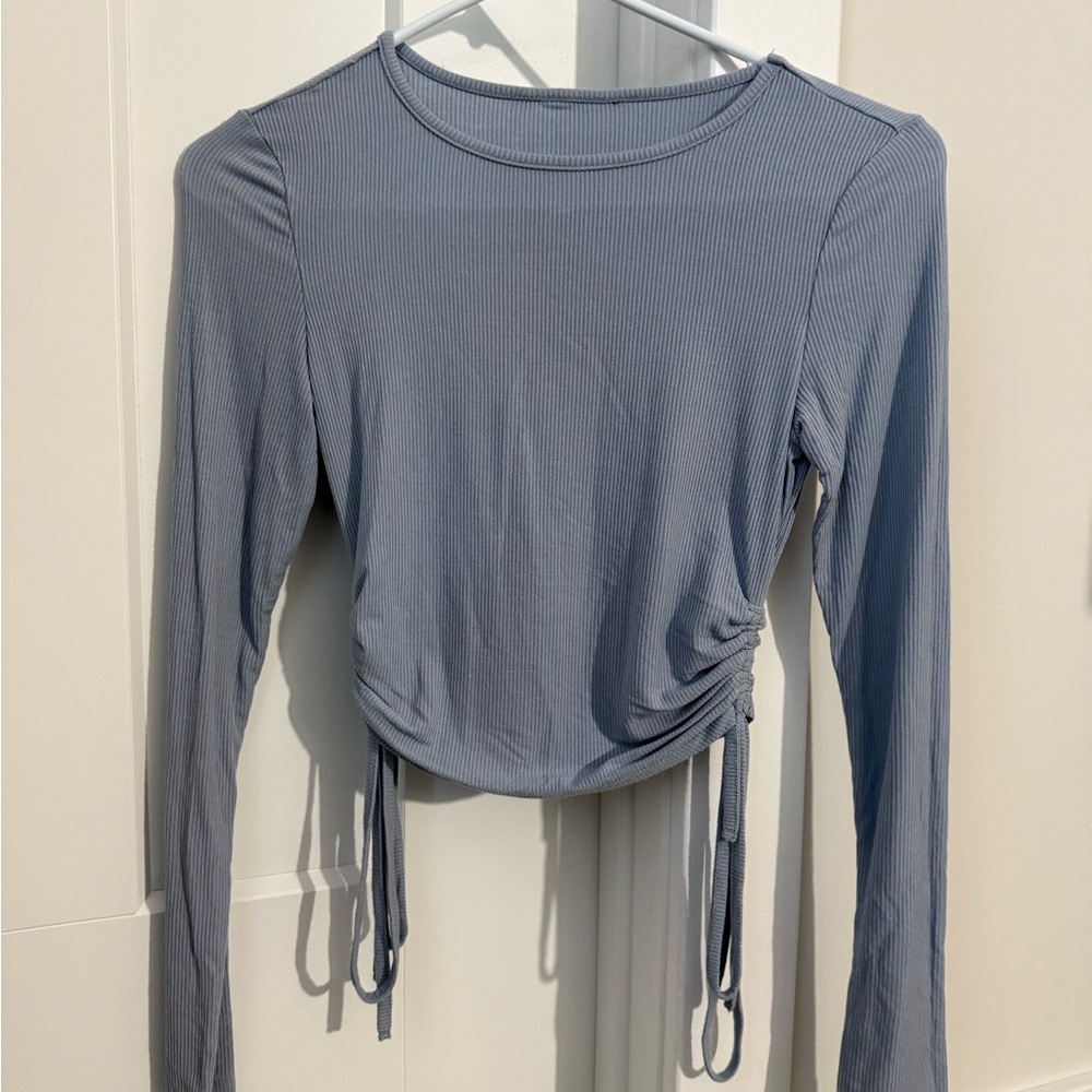 Women's Long Sleeve Ribbed Top - Blue